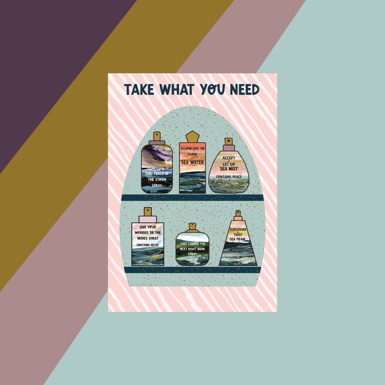 ‘Take What You Need 2’ Seascape Art Print A5