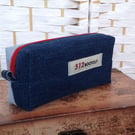 Denim box pouch, recycled jeans bag