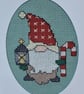 Handmade Cross Stitch Christmas Gonk Card with Lantern & Candy Cane – 6 x 4 Inch - Image 5