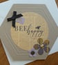 Hexagonal Bee Happy Card - Bees and Flowers - Image 3