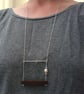 Wood and silver necklace, handmade pendant, wood jewellery, pearl, crystal - Image 4