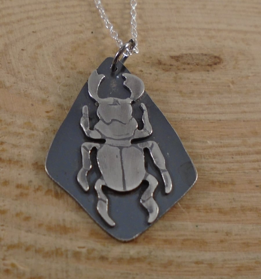 Sterling Silver Stag Beetle Necklace