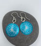 Turquoise circle aluminium tree earrings with silver ring - Image 2