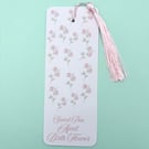 Sweet Pea April Birth Flower Bookmark - Laminated Floral Bookmark with Tassel