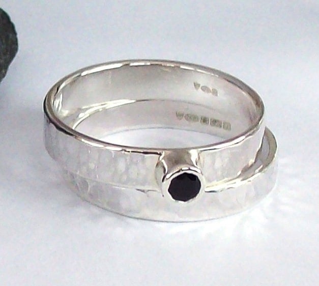 Sapphire Engagement Wedding Ring Set ,  Sterling Silver Fully Hallmarked