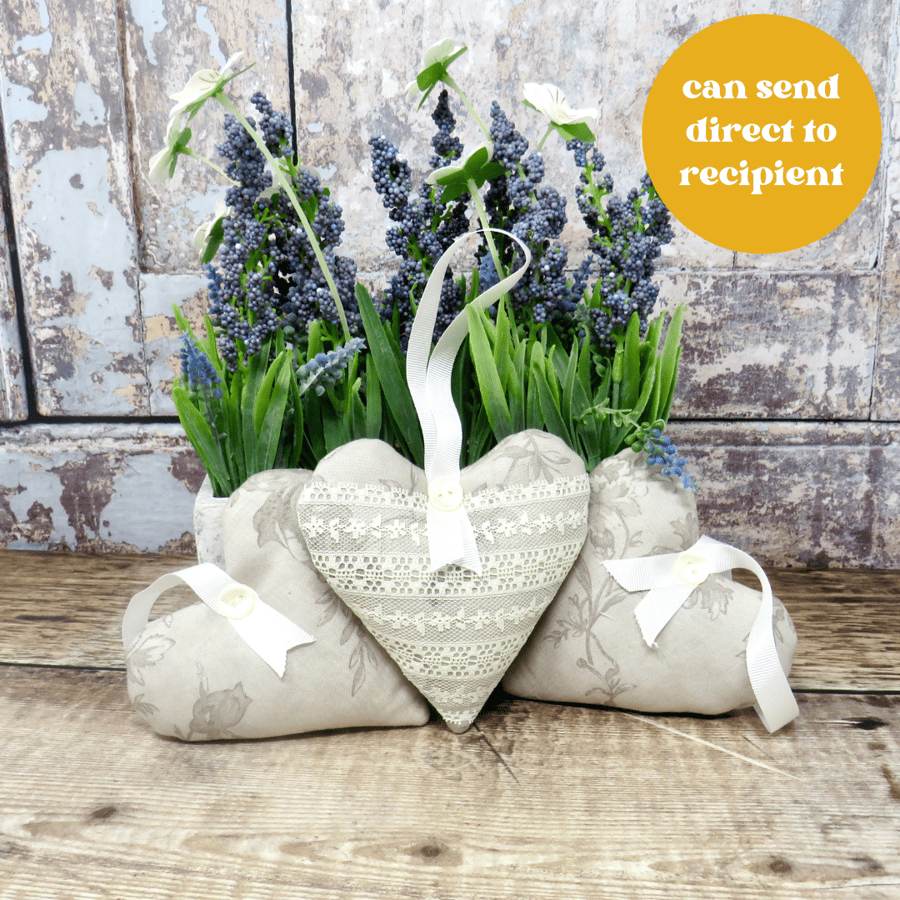 Set of 3 lavender scented hearts