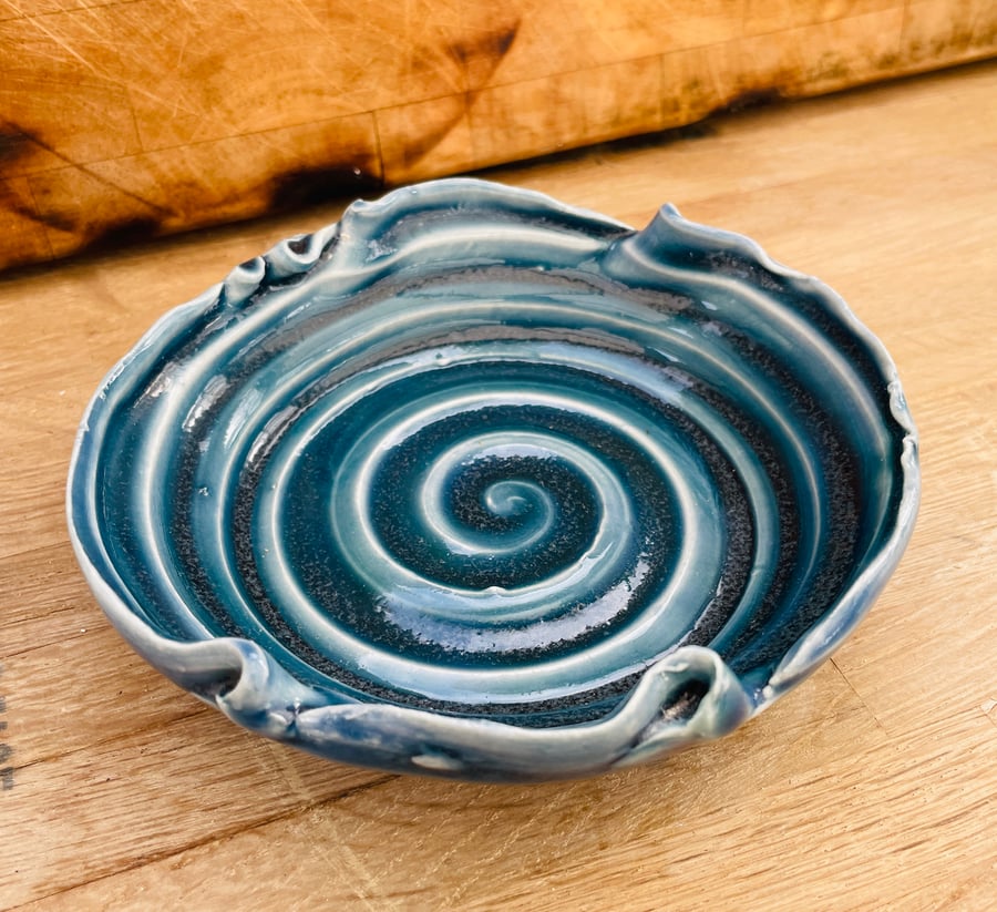 Hand thrown Rock Pool dish in porcelain
