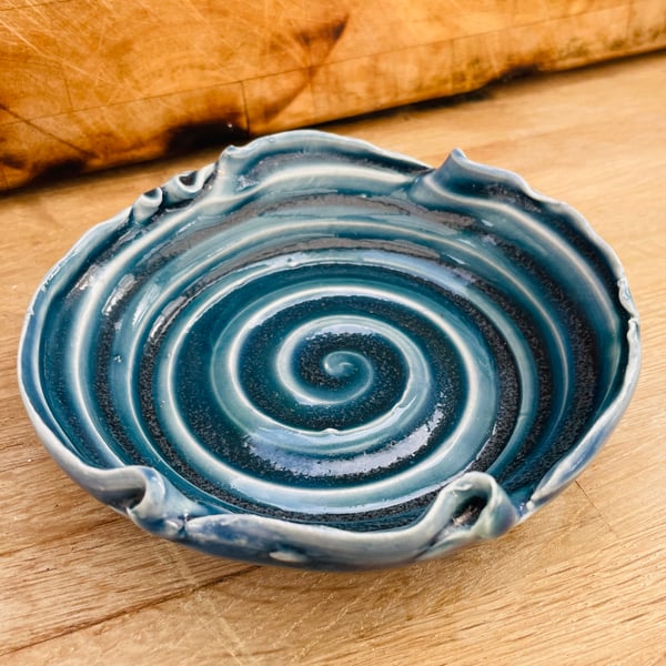 Hand thrown Rock Pool dish in porcelain