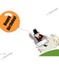 'Welsh lady on sheep with Birthday balloon' card - Image 2