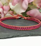 Pink spinel gemstone and orange leather bracelet, August birthstone  - Image 3