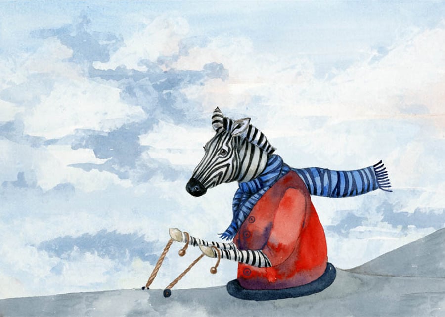 Zebra print Giclee illustration A4 print