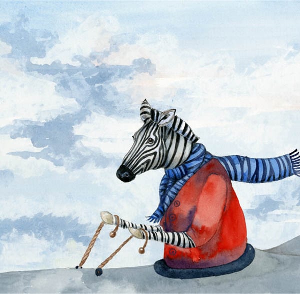Zebra print Giclee illustration A4 print