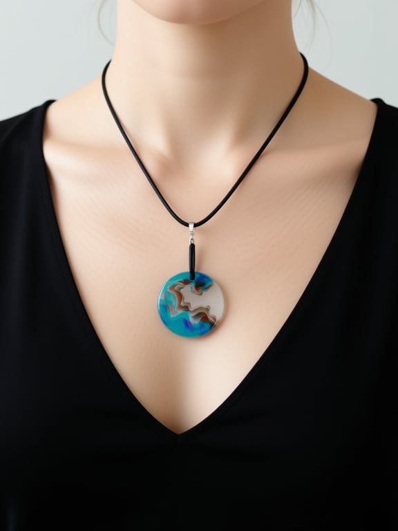 Round crystallised fish pendant necklace