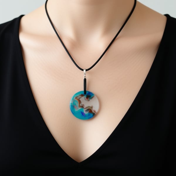 Round crystallised fish pendant necklace