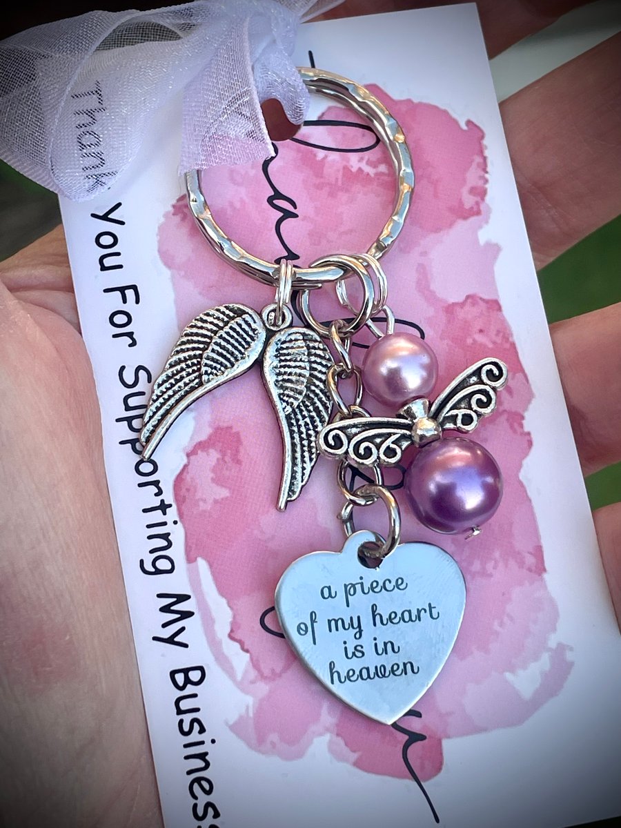 Purple A Piece of My Heart Is In Heaven Memorial Keyring Keychain 