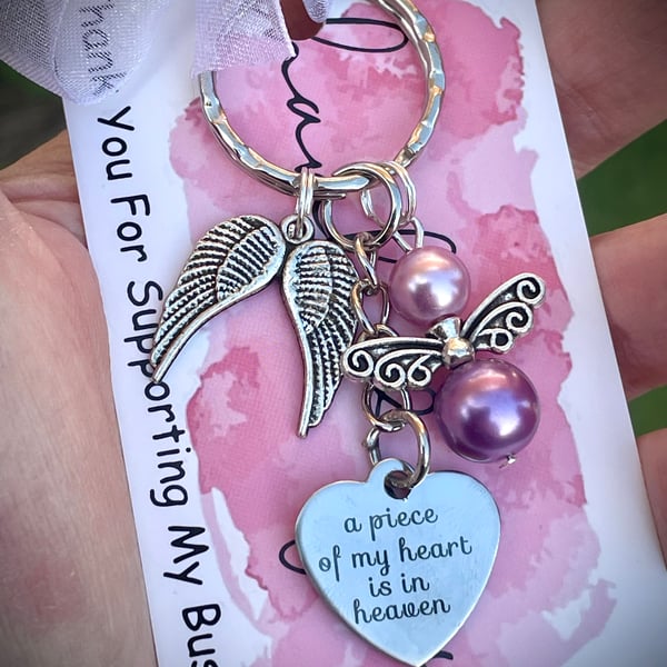 Purple A Piece of My Heart Is In Heaven Memorial Keyring Keychain 