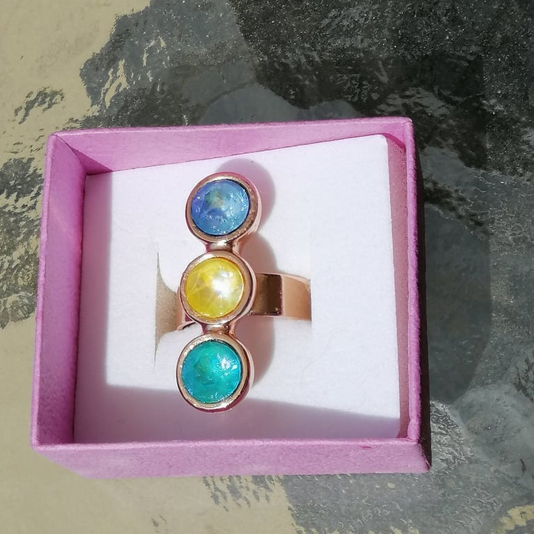 Adjustable "Sunny Beach" Swarovski Delite Vertical Trio Ring