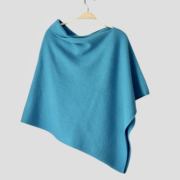 Poncho - Turquoise wrap merino lambswool