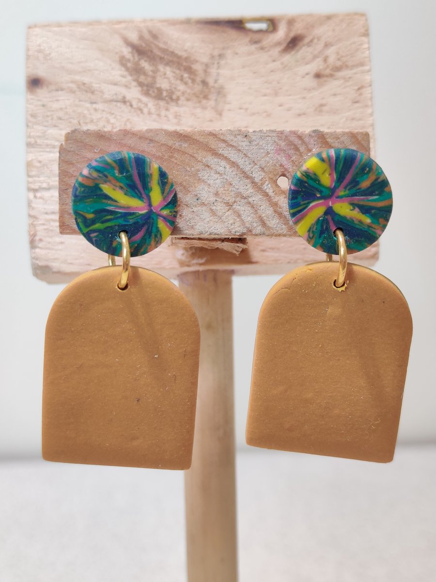 Yellow arch dangle earrings