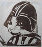 Darth Vadar Cat Tote Hand Printed Cream Mini Tote Shopping Bag - Image 2
