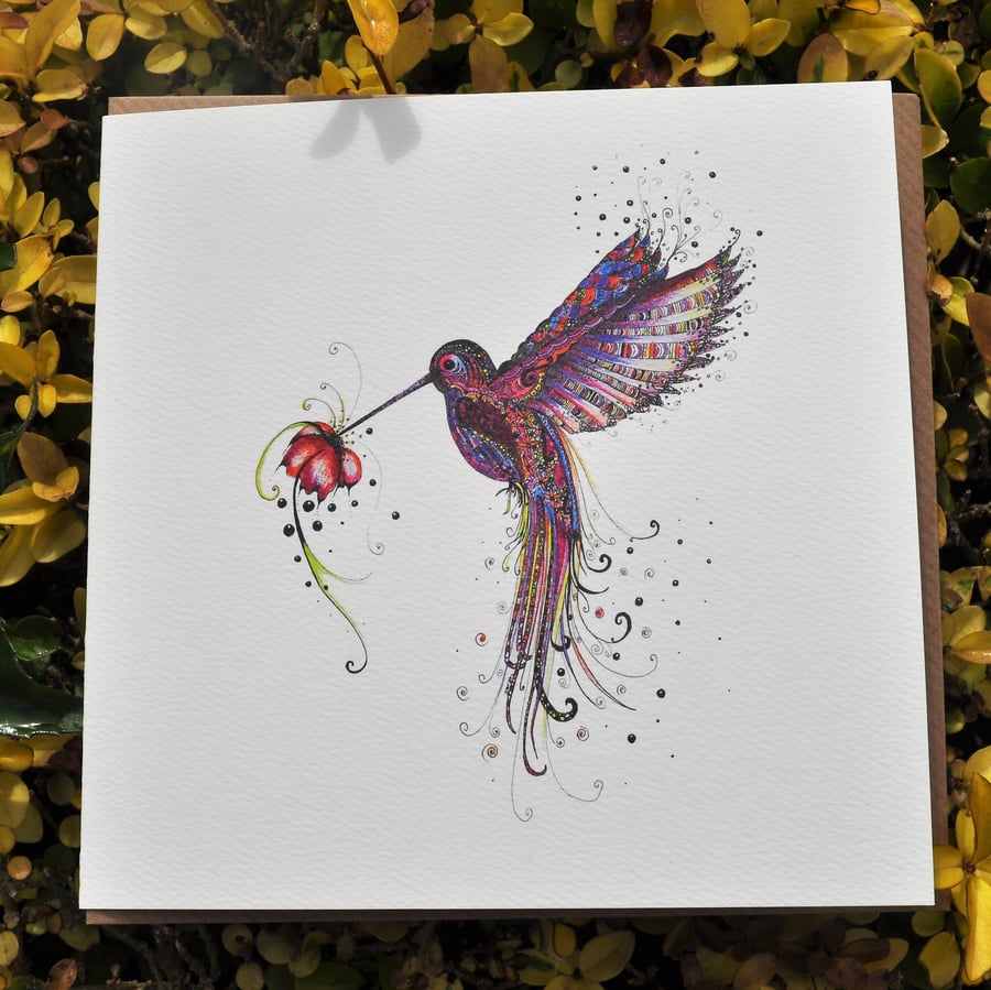 Pink Hummingbird as a Greeting card