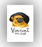 Vincent van Dogh - Pug - Postcard - A6 Print - Image 3