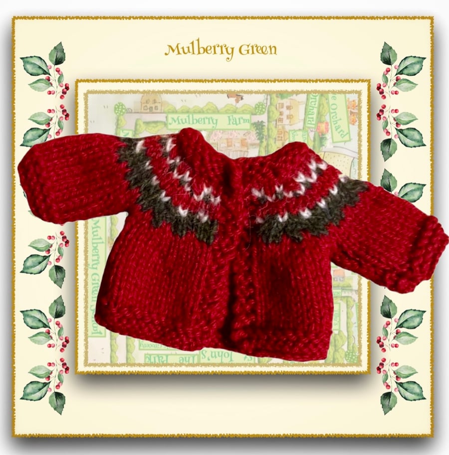 Reserved for Karen - Red Patterned Yoke Cardigan 