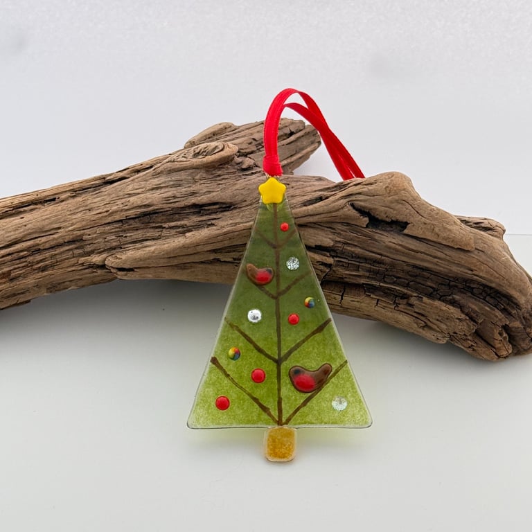 Robins Christmas Tree Decoration with Yellow Star