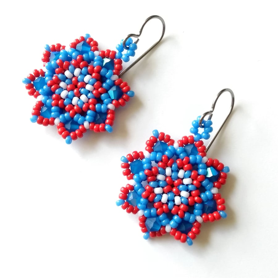 Nautical Earrings in Red White and Blue