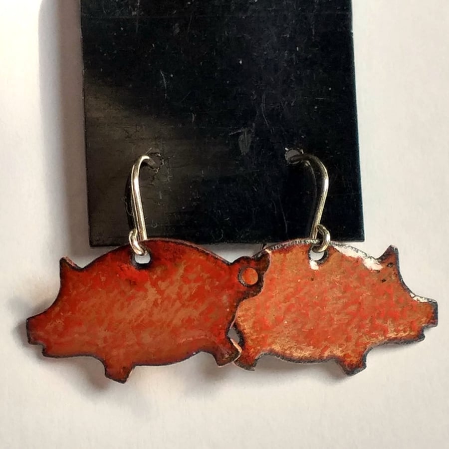 small red pig earrings