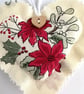 Poinsettia Small Christmas Heart Decoration, Hanging Decoration - Image 6