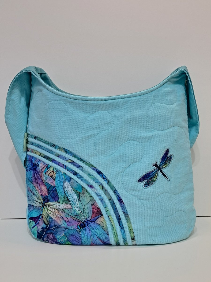 Hobo style shoulder bag, Giant dragonflies 