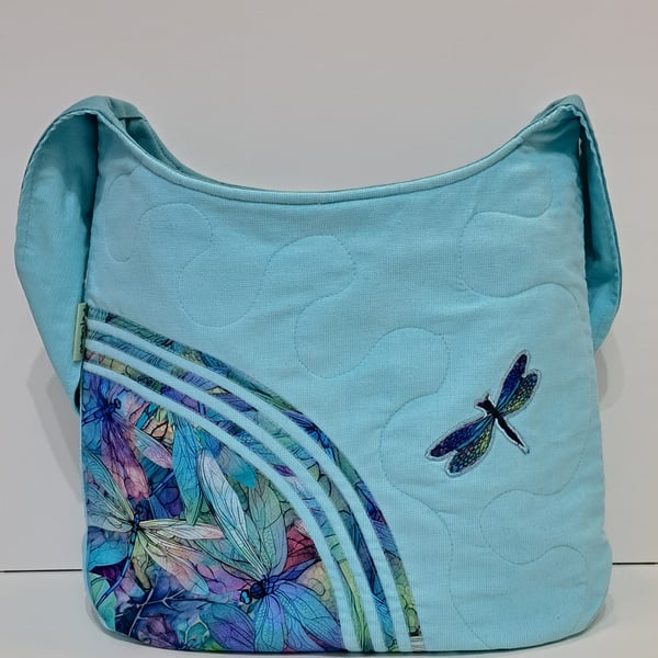 Hobo style shoulder bag, Giant dragonflies 