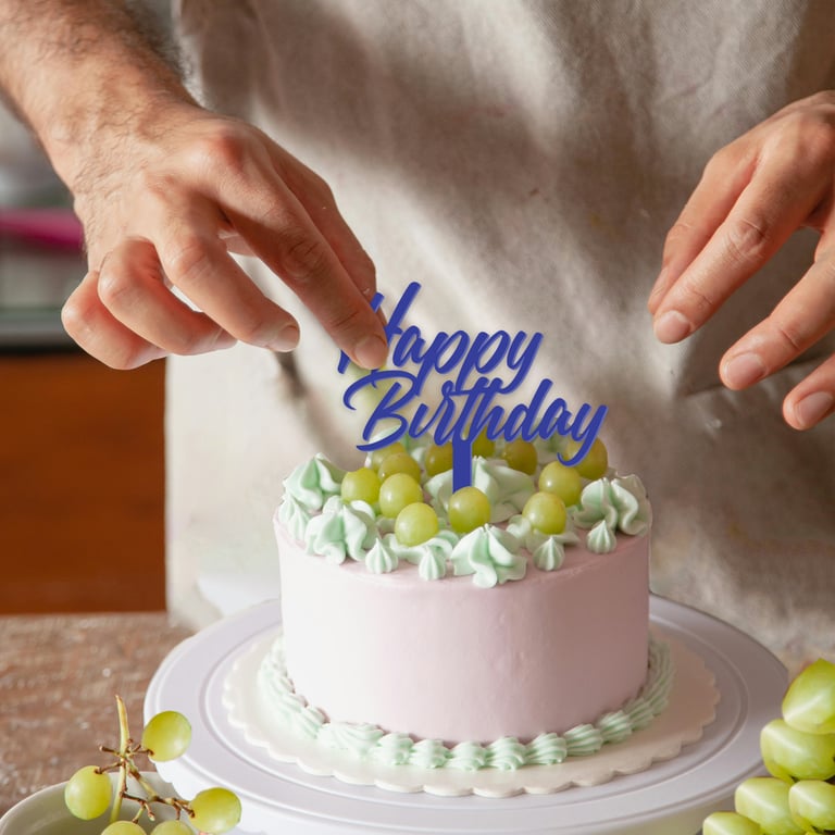 Happy Birthday Acrylic Cake Topper, Reusable Cake Topper, Simple Cake Accessory