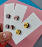Round colourful curve wooden stud earrings - Image 1