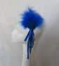 Royal Cobalt Sapphire Blue Feather & Ribbons Regency Style Headpiece Fascinator - Image 3