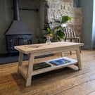 Rustic Wooden Coffee Table Reclaimed Coffee table with Shelf