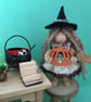 Tiny Autumn Witch Doll Decoration, Halloween Witch Core Ornament, Autumn Decor