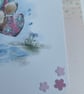 Hugs and kisses bear and ducks on a rainy day Happy Birthday card - Image 6