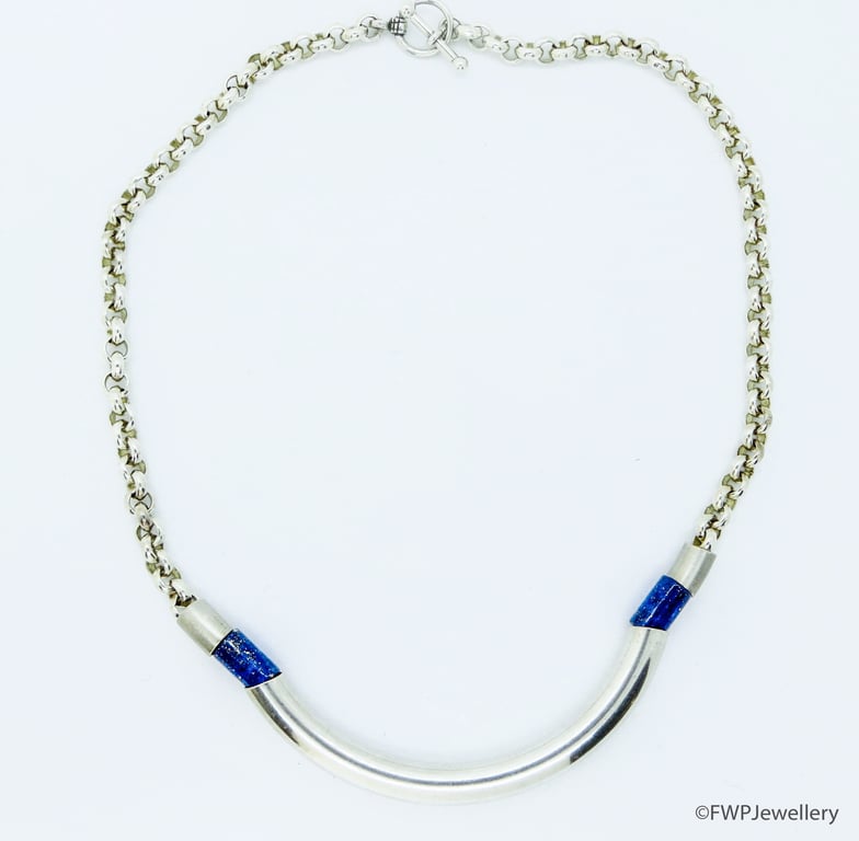 Lapis Lazuli Silver Chain Necklace