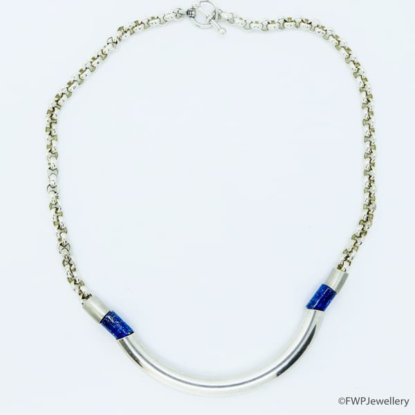 Lapis Lazuli Silver Chain Necklace