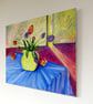 Tulip Flowers in Yellow Jug Still Life Oil Painting - Image 8