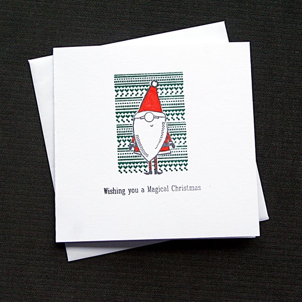 Magical Scandi Santa - Handcrafted Christmas Card - dr20-0028