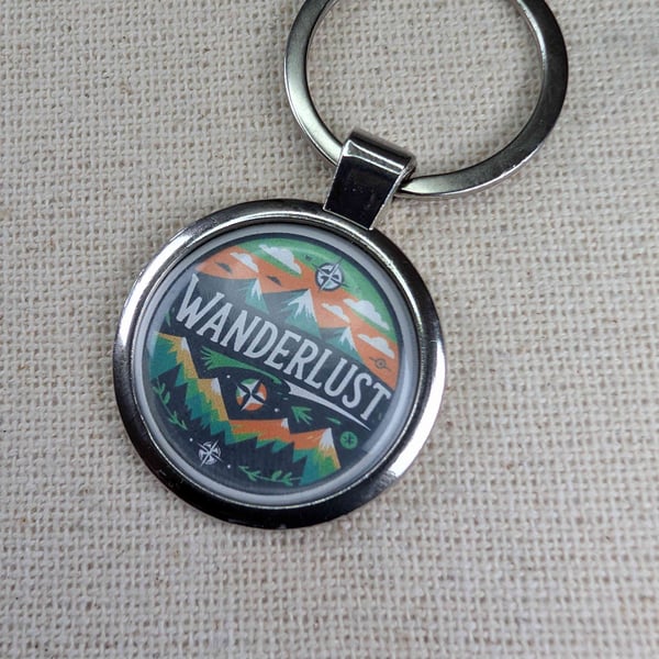 Wanderlust Keyring - Travel Themed - Large Resin Finished Keychain