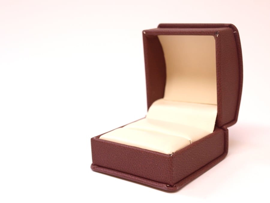 Burgandy Leatherette Engagement Ring Box, Wedding Ring Holder, Proposal B014