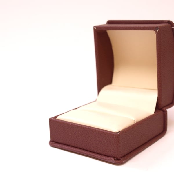 Burgandy Leatherette Engagement Ring Box, Wedding Ring Holder, Proposal B014