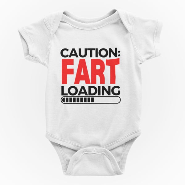 Funny Rude Novelty Shortsleeve Baby Grow- Caution... Fart Loading