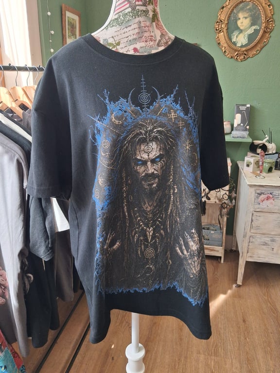 Hexed Necromancer & Blue Arcana T-Shirt - Mystical Dark Art Tee