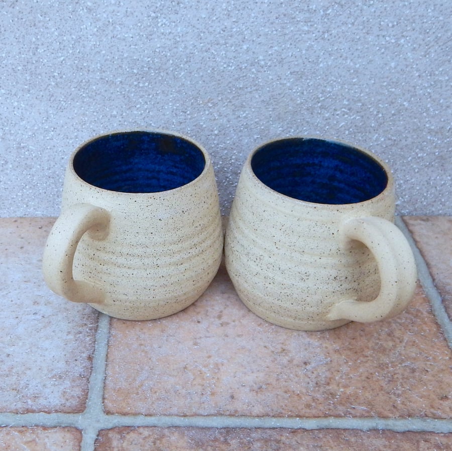 Cuddle mug coffee tea cup in stoneware hand thrown ceramic pottery handmade