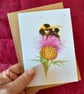 A6 Art Greetings Card, Bee on a Thistle